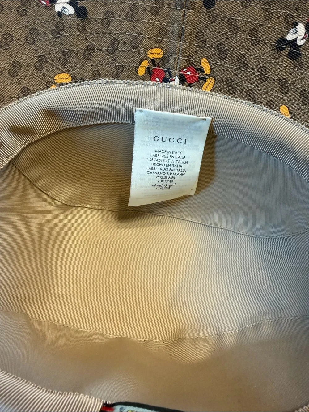 New Authentic Gucci GG x Disney Mickey Mouse Logo Bucket Hat Brown Size M - Picture 13 of 14